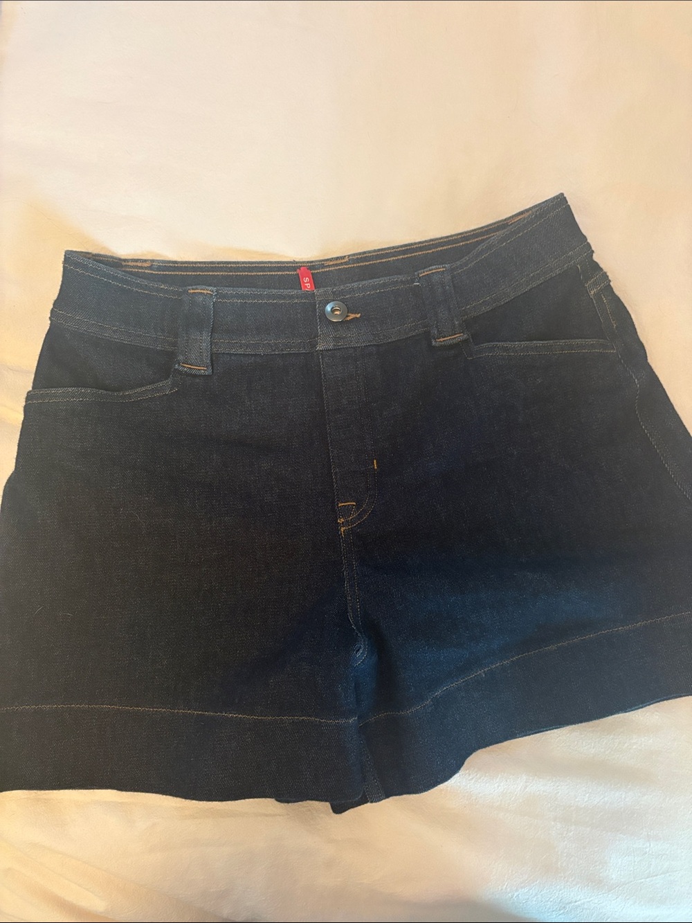 SPANX Dark Blue Denim High-Rise Women's Shorts